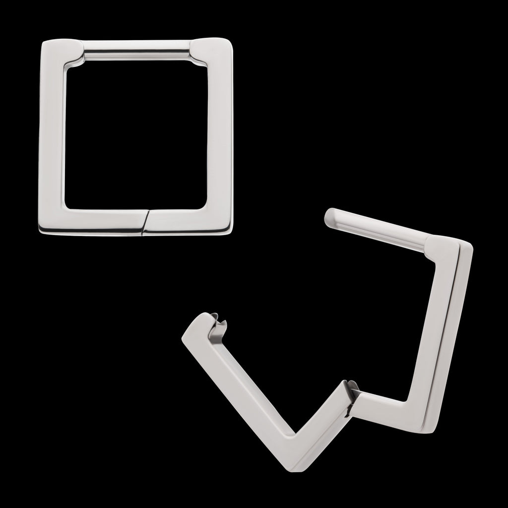 Square Hinged Segment Clicker Hoop Earring / Nosering – Titanium