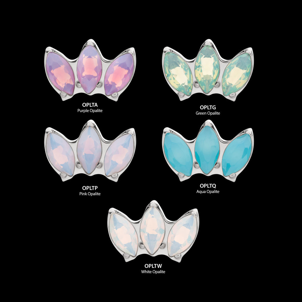 Triple Marquise Opalite Cluster Flatback Stud Earring / Nosering - Opal in Titanium