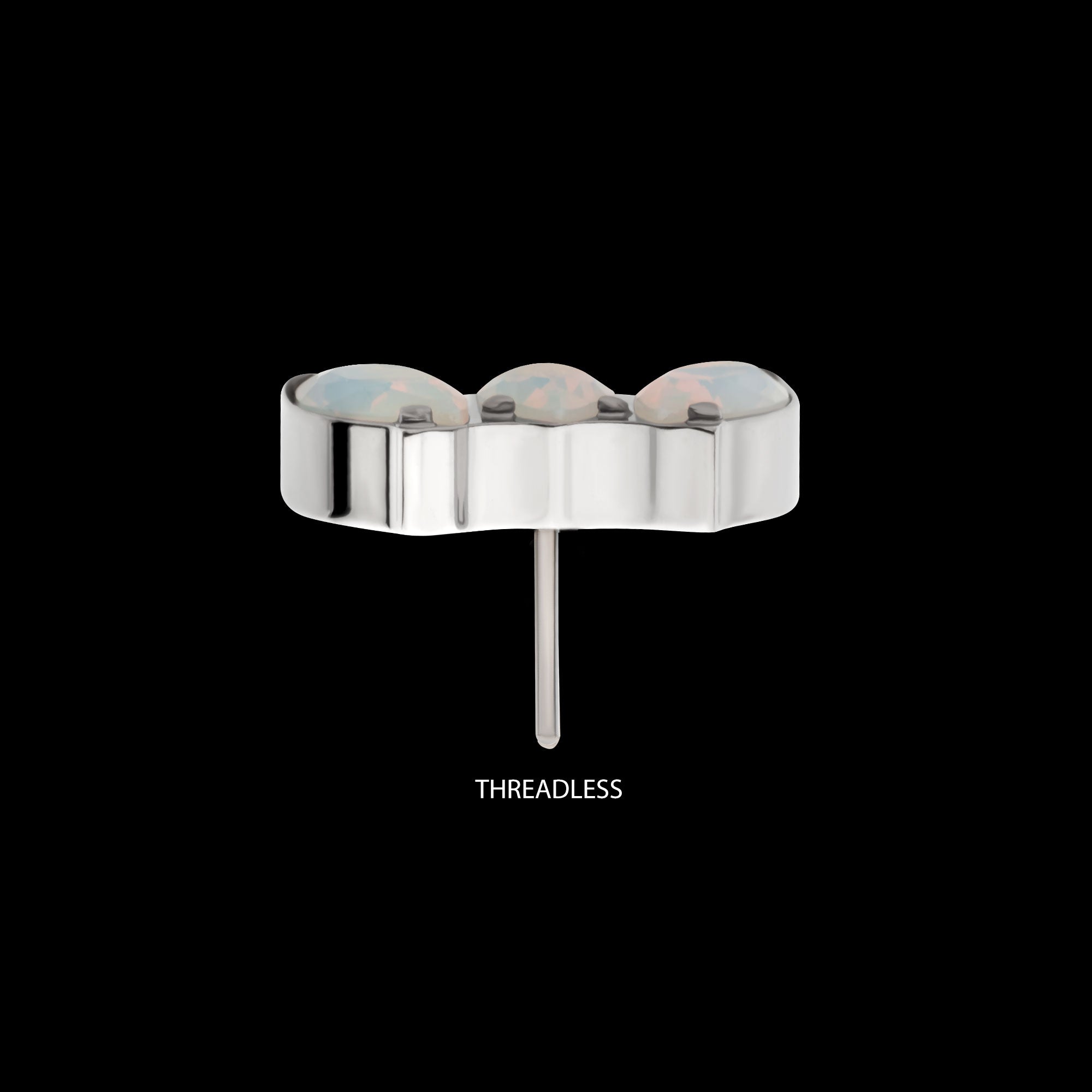 Triple Marquise Opalite Cluster Flatback Stud Earring / Nosering - Opal in Titanium