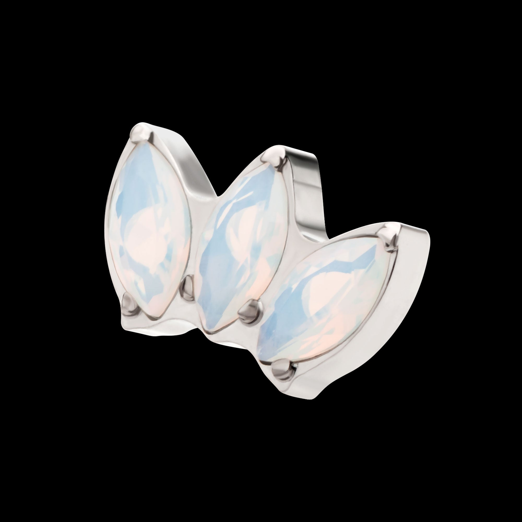 Triple Marquise Opalite Cluster Flatback Stud Earring / Nosering - Opal in Titanium
