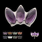 Prong Set 3-Cluster Marquise Stones Fan Shape Flatback Stud Earring / Nosering - Titanium