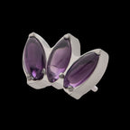 Prong Set 3-Cluster Marquise Stones Fan Shape Flatback Stud Earring / Nosering - Titanium