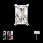Luxe Baguette Prong-Set Gem Threadless Earring / Nosering – Titanium