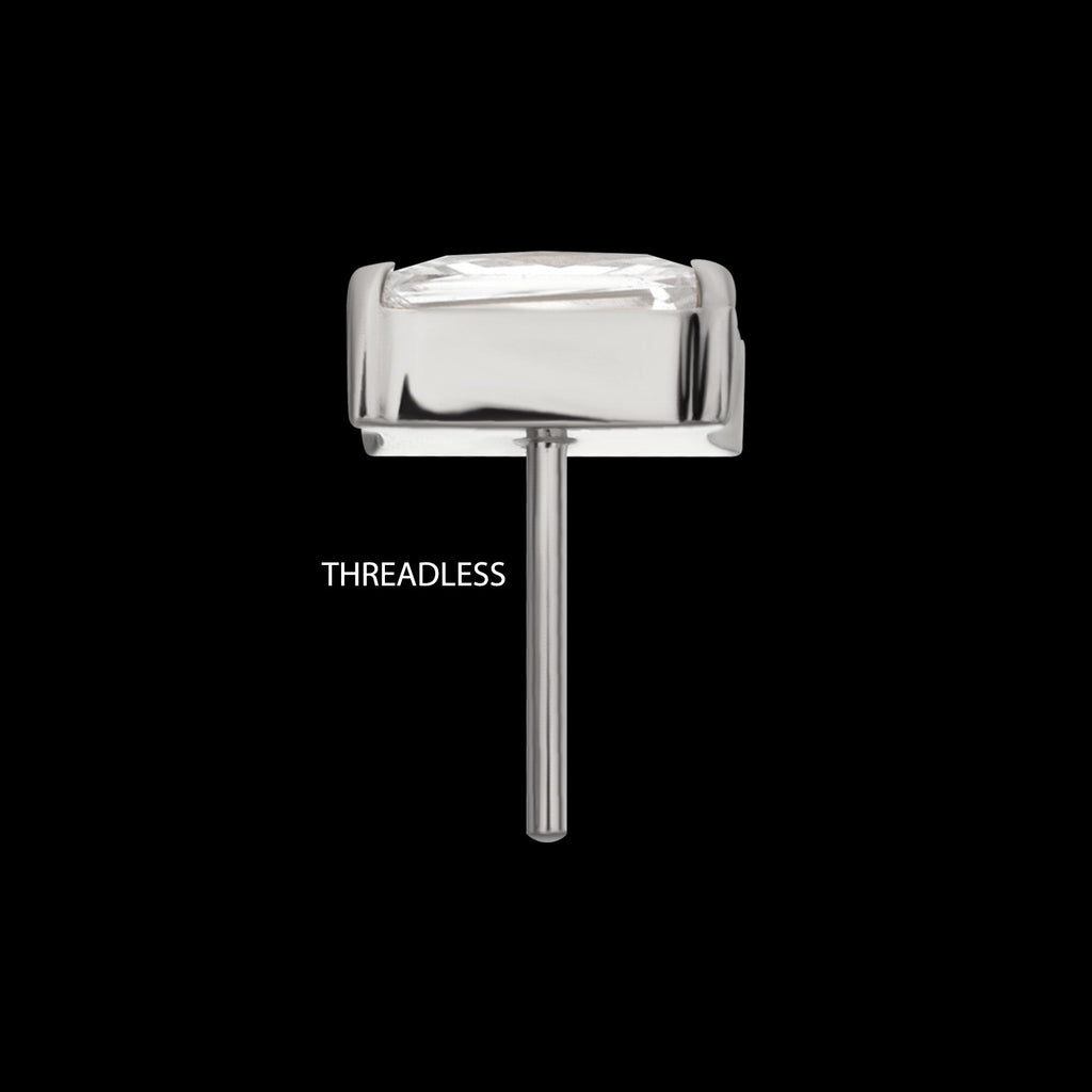 Luxe Baguette Prong-Set Gem Threadless Earring / Nosering – Titanium