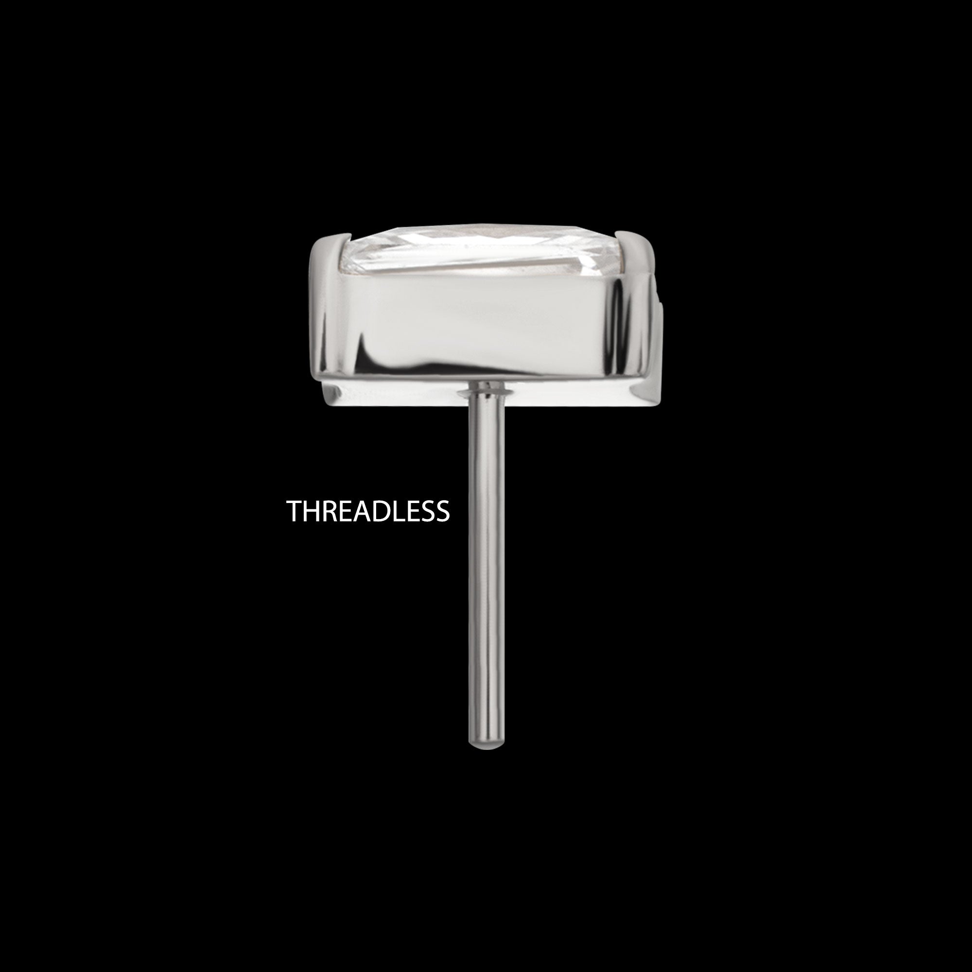 Luxe Baguette Prong-Set Gem Threadless Earring / Nosering – Titanium