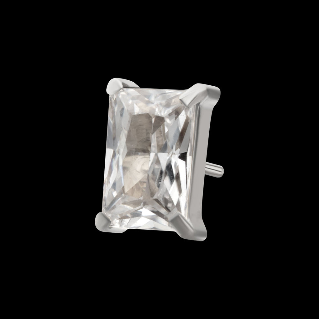 Luxe Baguette Prong-Set Gem Threadless Earring / Nosering – Titanium