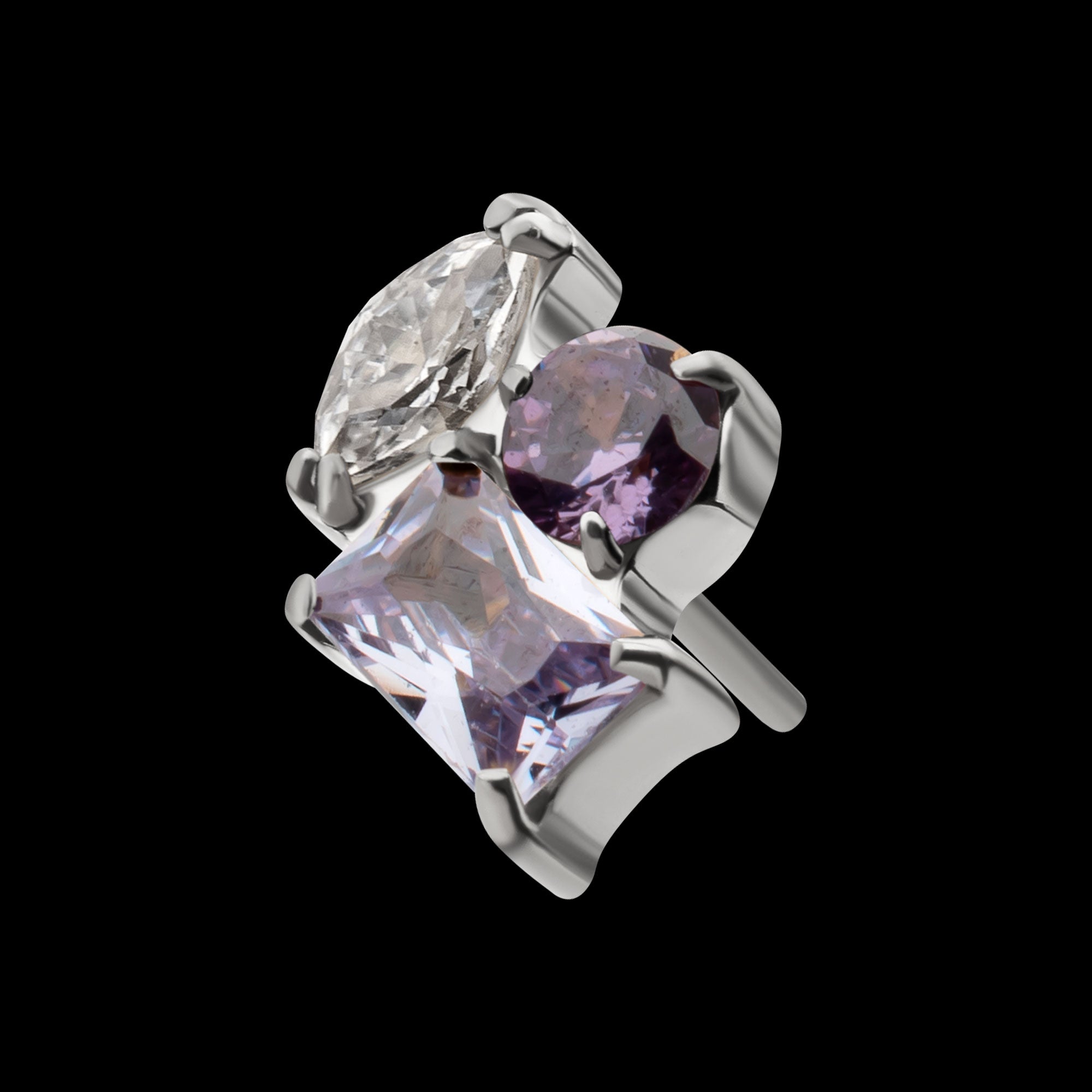 Harmony Cluster Prong-Set Gem Threadless Earring / Nosering – Titanium