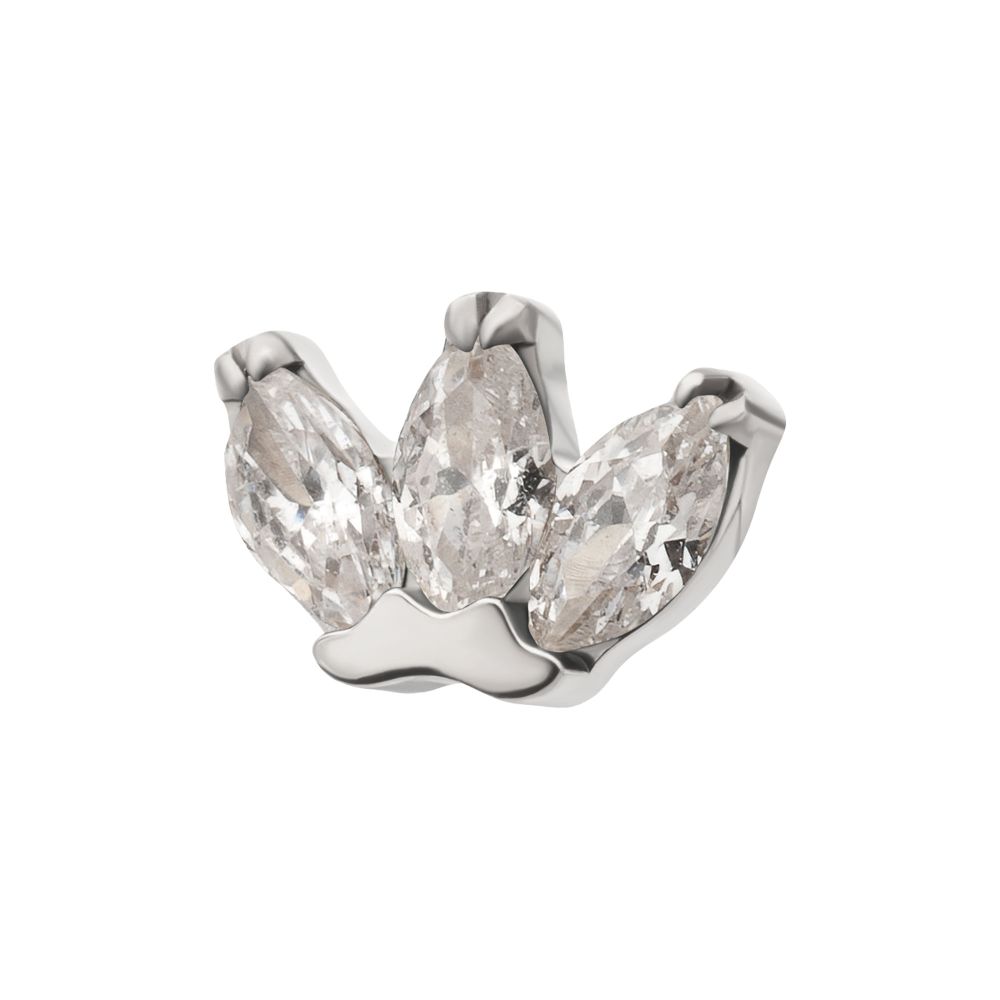 3-Marquise Gem Fan Cluster Threadless Earring / Nosering Top – Gem & Titanium