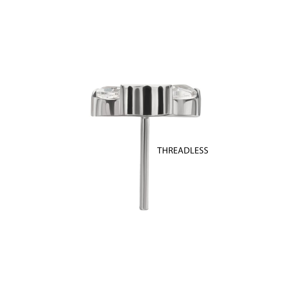 3-Marquise Gem Fan Cluster Threadless Earring / Nosering Top – Gem & Titanium