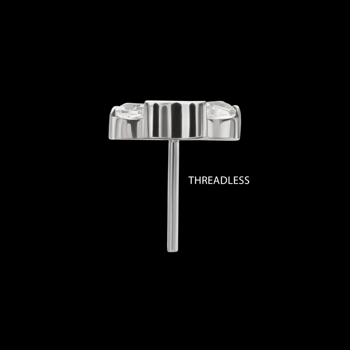 3-Marquise Gem Fan Cluster Threadless Earring / Nosering Top – Gem & Titanium