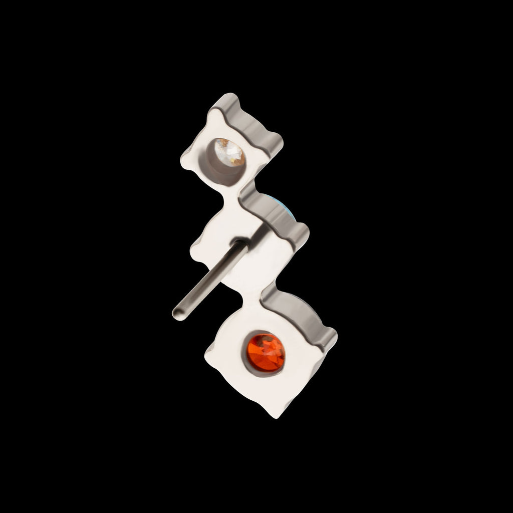 Triple Cluster Prong-Set Gem Threadless Earring / Nosering – Titanium