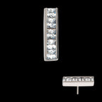 CNC Set Clear CZ 5-Cluster Bar Flatback Stud Earring / Nosering - Clear CZ in Titanium