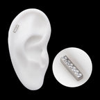 CNC Set Clear CZ 5-Cluster Bar Flatback Stud Earring / Nosering - Clear CZ in Titanium