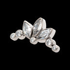 Bezel Set Marquise & Round Gem Cluster Flatback Stud Earring / Nosering - Gem in Titanium
