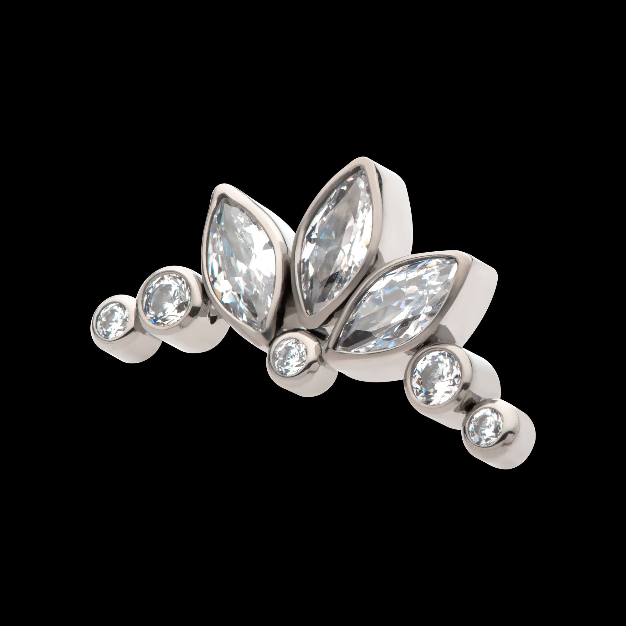 Bezel Set Marquise & Round Gem Cluster Flatback Stud Earring / Nosering - Gem in Titanium
