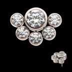 5mm & 3mm Bezel Set AAA CZ Cluster Flatback Stud Earring / Nosering - AAA CZ in Titanium
