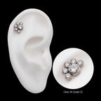 5mm & 3mm Bezel Set AAA CZ Cluster Flatback Stud Earring / Nosering - AAA CZ in Titanium