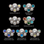 4mm & 2.5mm Bezel Set AAA CZ/Opal Cluster Flatback Stud Earring / Nosering - Opal & CZ & AAA CZ & Opal & CZ in Titanium