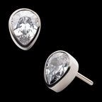 Bezel Set CZ Pear-Shaped Flatback Stud Earring / Nosering - CZ in Titanium