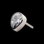 Bezel Set CZ Pear-Shaped Flatback Stud Earring / Nosering - CZ in Titanium