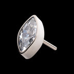 Bezel Set CZ Marquise Shape Flatback Stud Earring / Nosering - CZ in Titanium