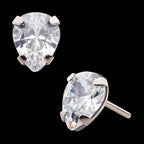 4-Prong Set CZ Pear-Shaped Flatback Stud Earring / Nosering - CZ in Titanium