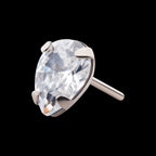 4-Prong Set CZ Pear-Shaped Flatback Stud Earring / Nosering - CZ in Titanium
