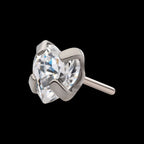 4-Prong Set CZ Heart Shape Flatback Stud Earring / Nosering - CZ in Titanium