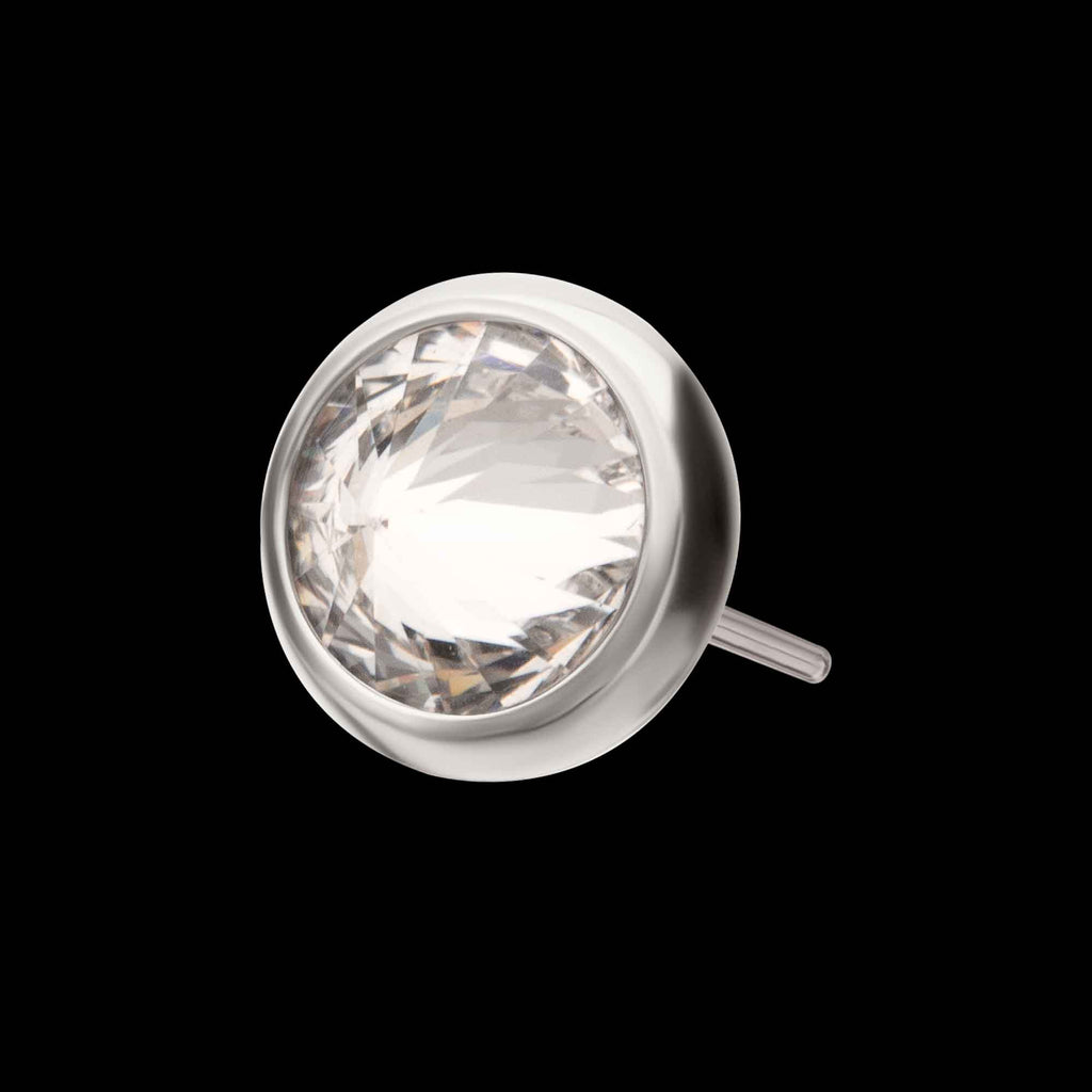 Round Bezel Set Inverse Gem Flatback Stud Earring / Nosering - Gem in Titanium
