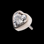 Bezel Set CZ Heart Shape Flatback Stud Earring / Nosering - CZ in Titanium