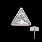 Bezel Set CZ Triangular Shape Flatback Stud Earring / Nosering - CZ in Titanium