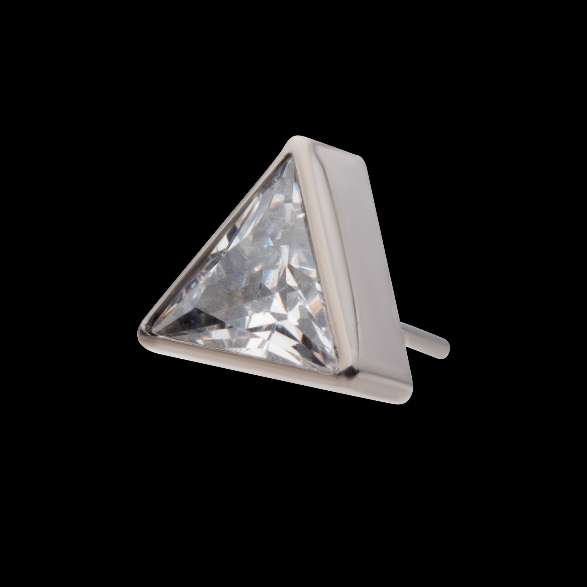 Bezel Set CZ Triangular Shape Flatback Stud Earring / Nosering - CZ in Titanium