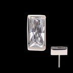 Bezel Set CZ Rectangular Shape Flatback Stud Earring / Nosering - CZ in Titanium