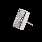 Bezel Set CZ Rectangular Shape Flatback Stud Earring / Nosering - CZ in Titanium