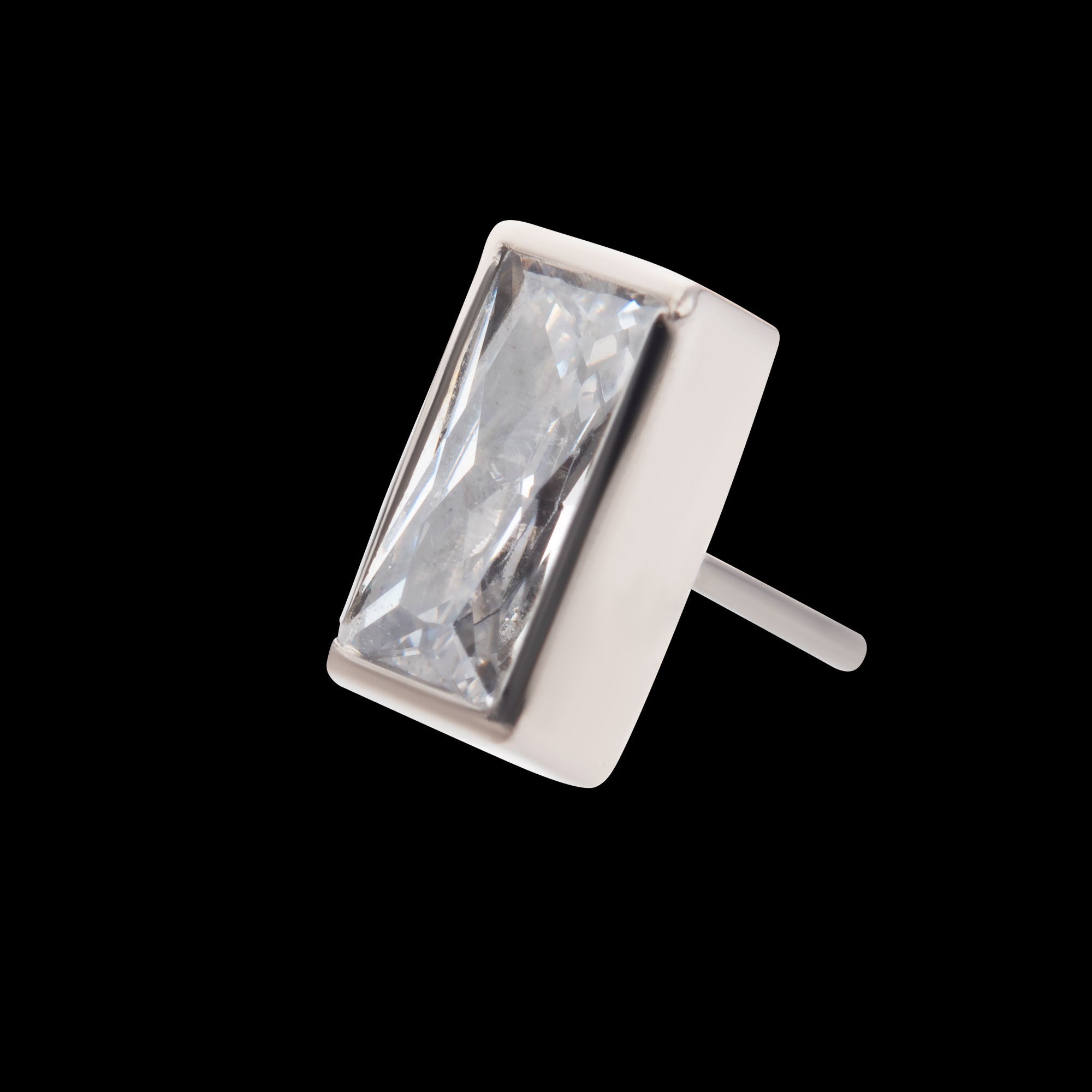 Bezel Set CZ Rectangular Shape Flatback Stud Earring / Nosering - CZ in Titanium