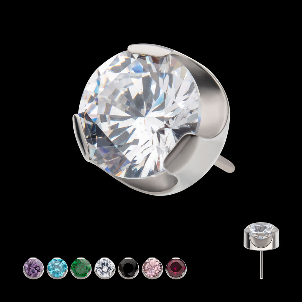 Semi-Bezel Set Gem Flatback Stud Earring / Nosering - Gem in Titanium