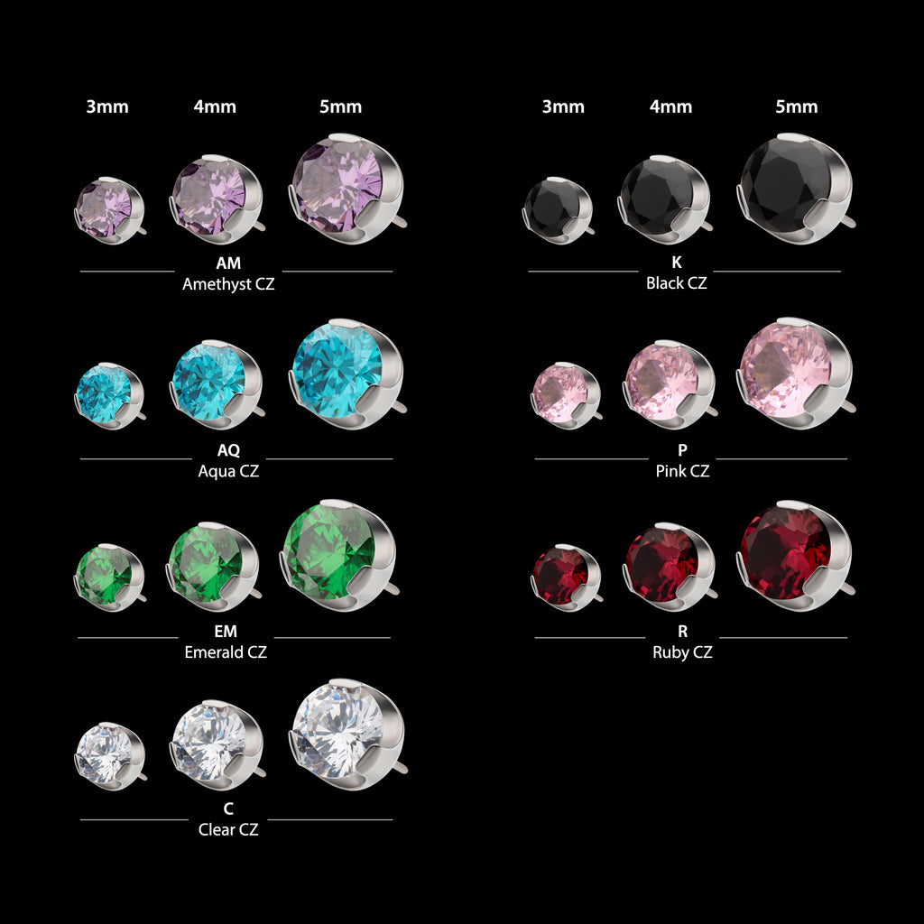 Semi-Bezel Set Gem Flatback Stud Earring / Nosering - Gem in Titanium