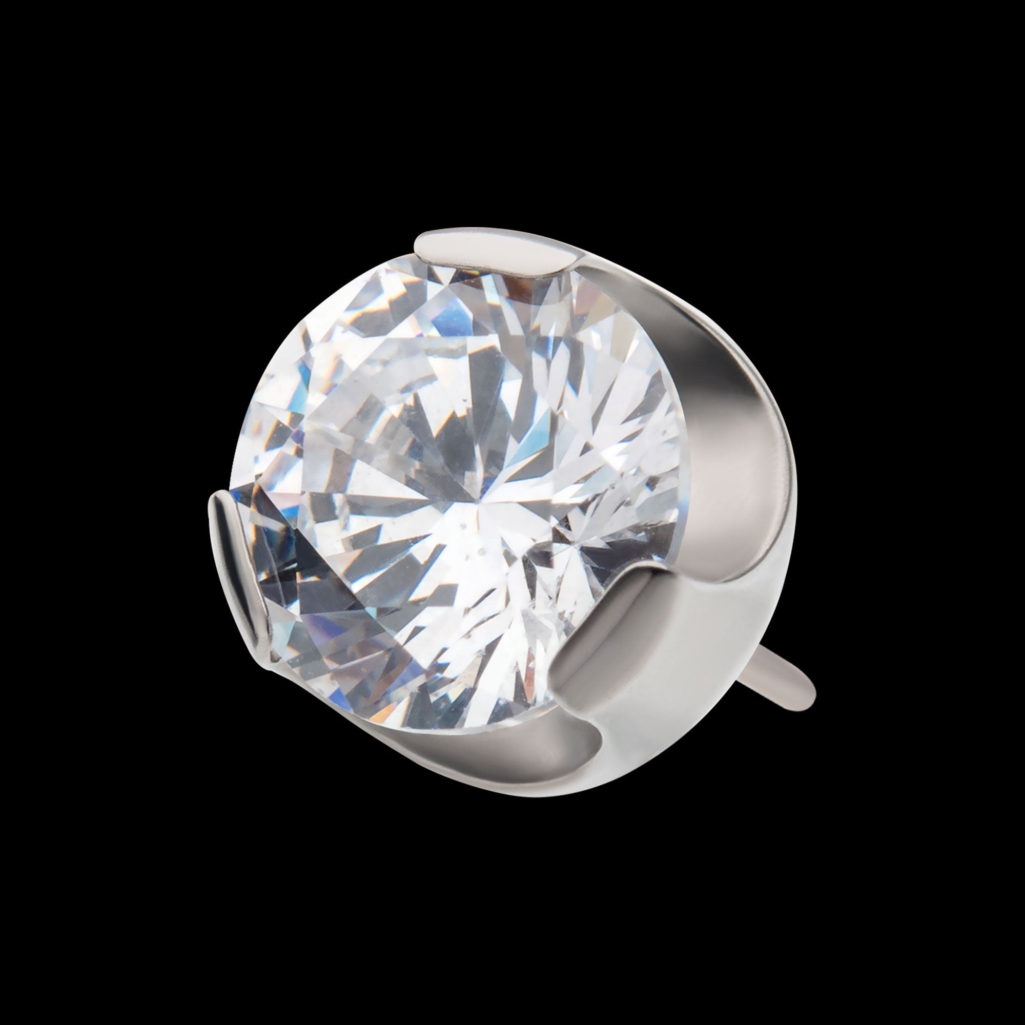 Semi-Bezel Set Gem Flatback Stud Earring / Nosering - Gem in Titanium