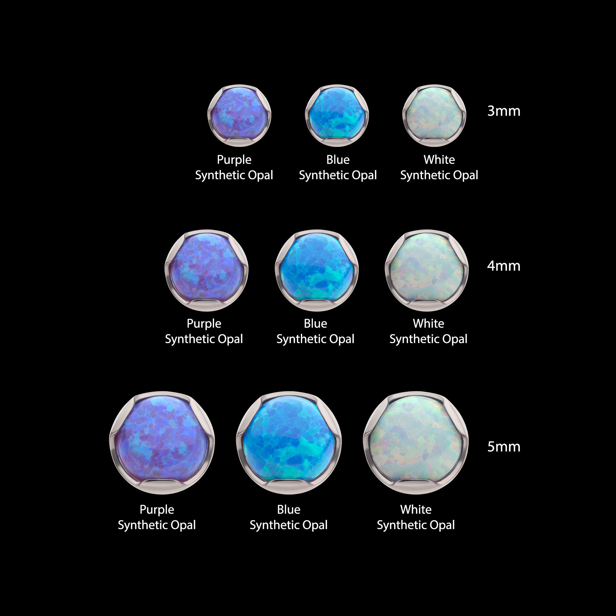 Prong Set Semi-Bezel Opal Low Profile Flatback Stud Earring / Nosering - Opal in Titanium