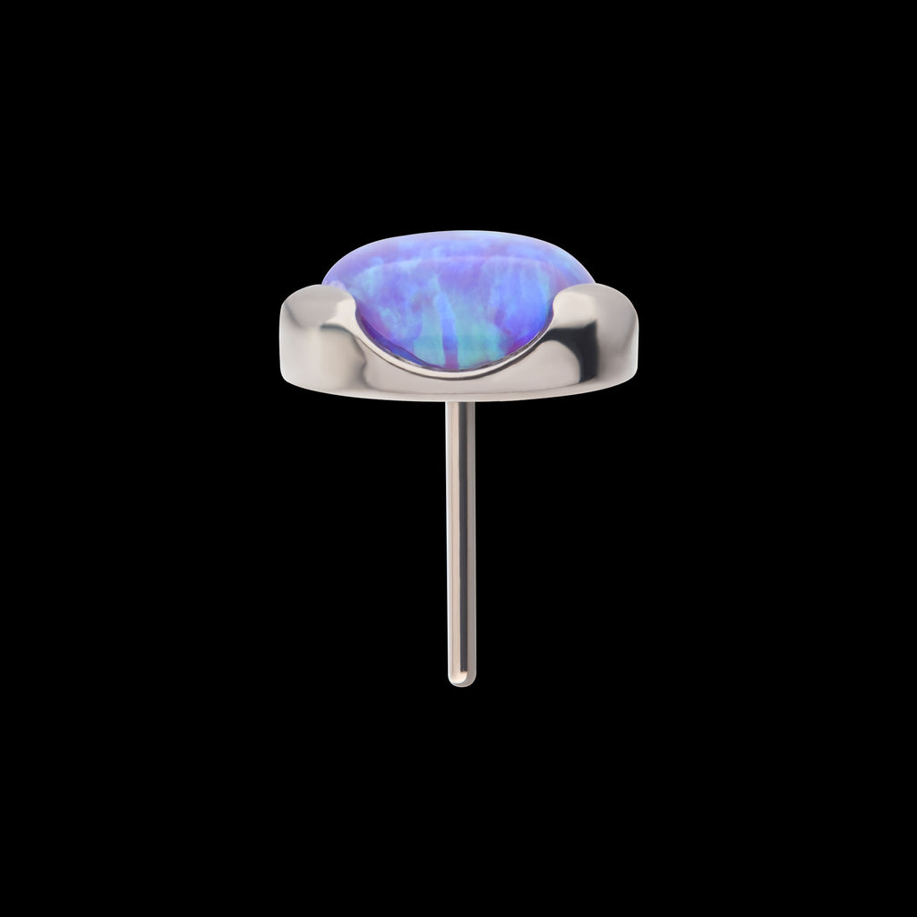 Prong Set Semi-Bezel Opal Low Profile Flatback Stud Earring / Nosering - Opal in Titanium