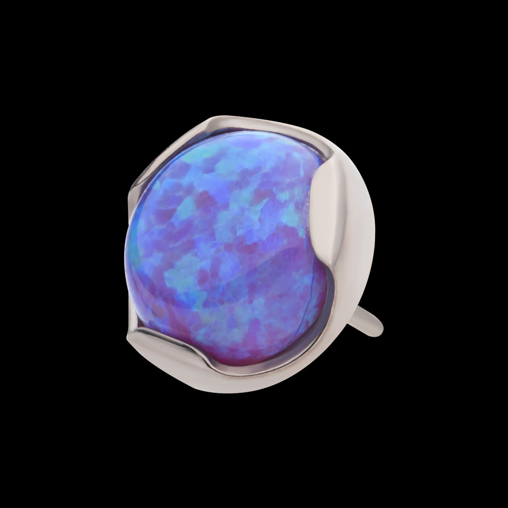 Prong Set Semi-Bezel Opal Low Profile Flatback Stud Earring / Nosering - Opal in Titanium