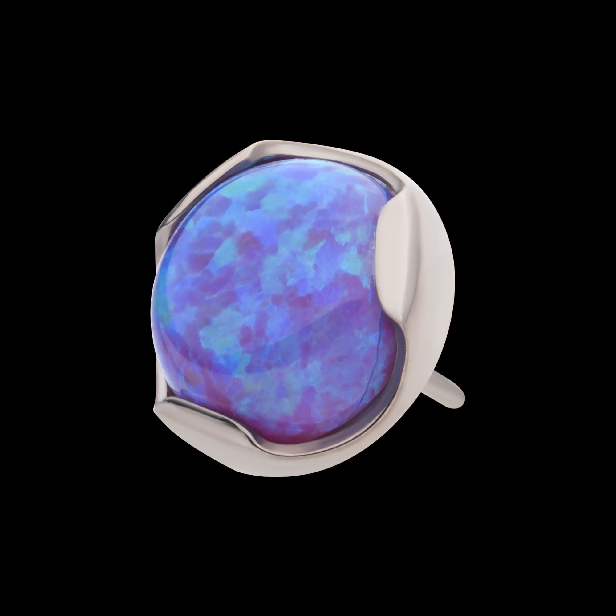 Prong Set Semi-Bezel Opal Low Profile Flatback Stud Earring / Nosering - Opal in Titanium