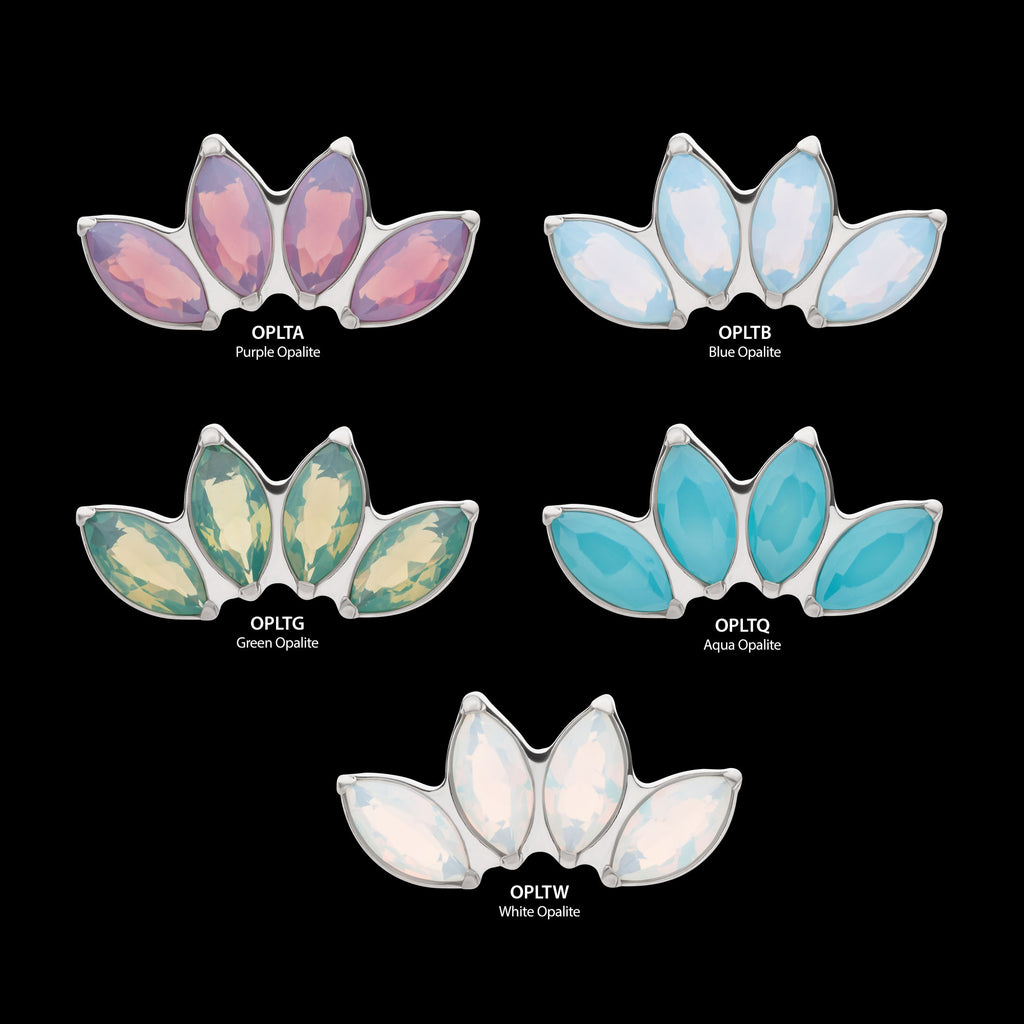 4-Cluster Marquise Opalite Flatback Stud Earring / Nosering - Opal in Titanium
