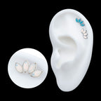4-Cluster Marquise Opalite Flatback Stud Earring / Nosering - Opal in Titanium