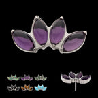 Prong Set 4-Cluster Marquise Stones Fan Shape Flatback Stud Earring / Nosering - Titanium
