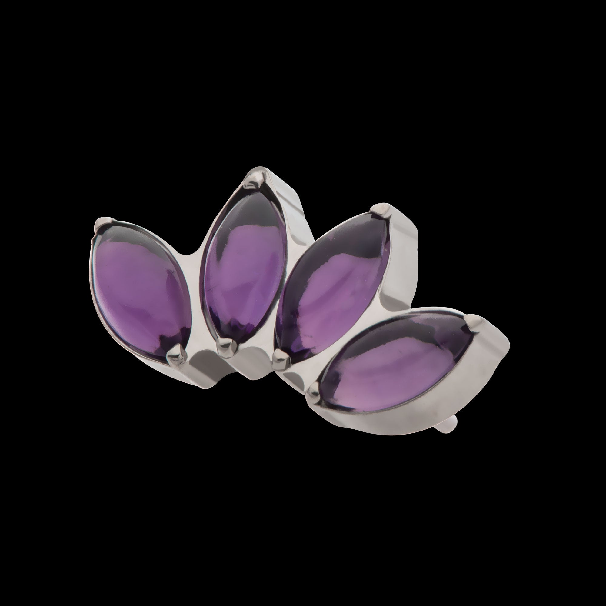 Prong Set 4-Cluster Marquise Stones Fan Shape Flatback Stud Earring / Nosering - Titanium