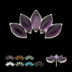 Prong Set 5-Cluster Marquise Stones Fan Shape Flatback Stud Earring / Nosering - Titanium
