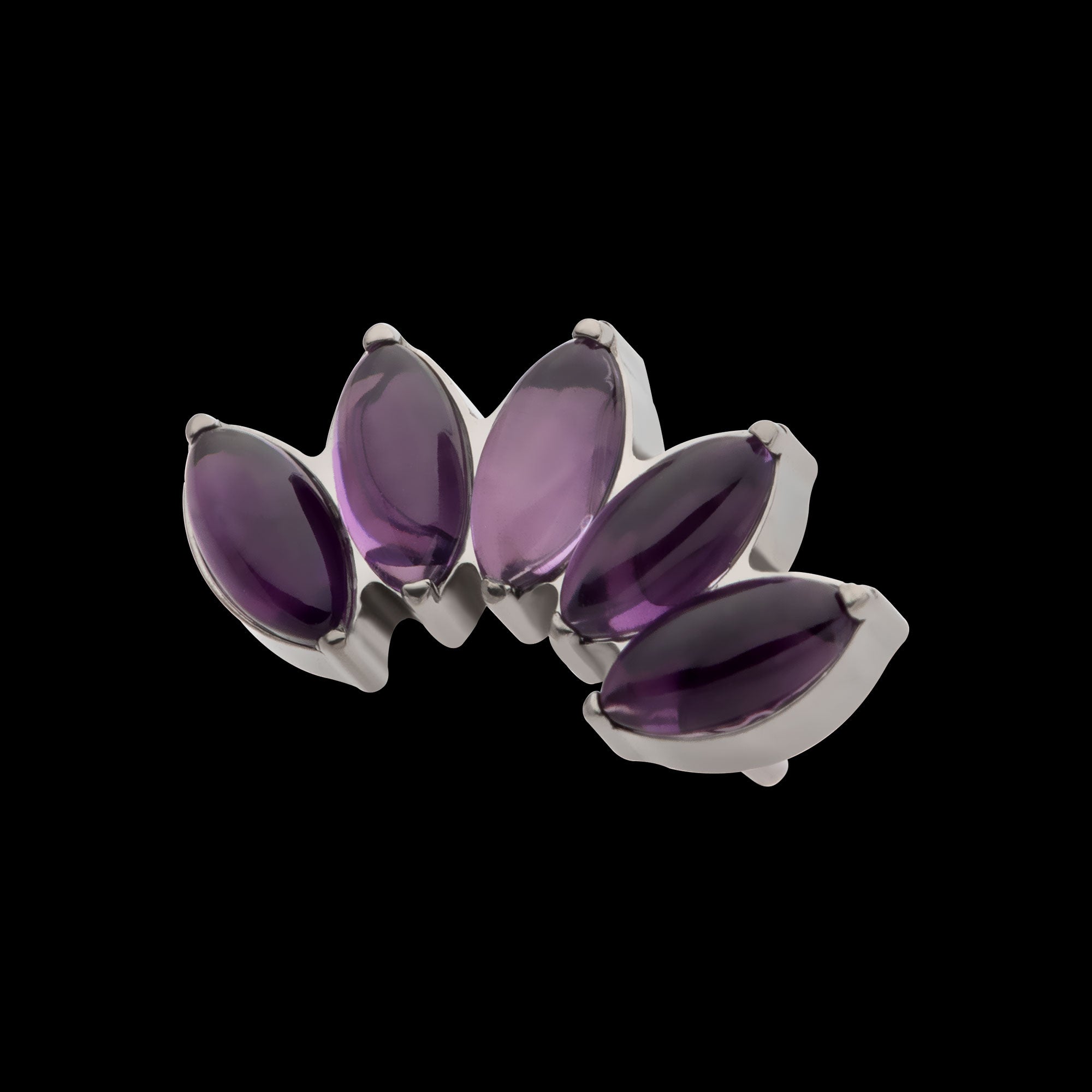 Prong Set 5-Cluster Marquise Stones Fan Shape Flatback Stud Earring / Nosering - Titanium