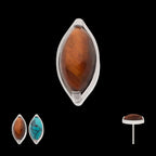 2-Prong Marquise Stone Flatback Stud Earring / Nosering - Titanium