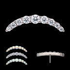 Prong Set Round CZ/Opal 9-Cluster Flatback Stud Earring / Nosering - Opal & CZ & Opal & CZ in Titanium